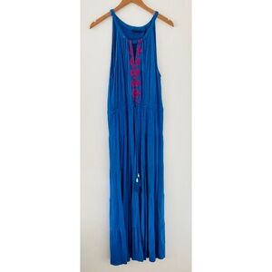 Spenser Jeremy Blue Embroidered Sleeveless Maxi Dress